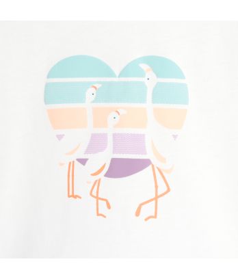 Baby girl white heart flamingo T-shirt