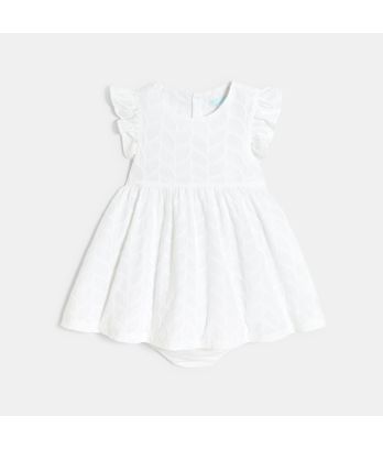 Baby girl's elegant white embroidered dress