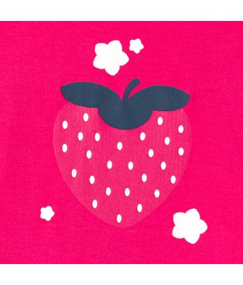 Baby girl's strawberry pink interlock cotton babygrow