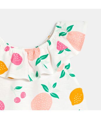 Girl's white printed 2-piece pyjamas