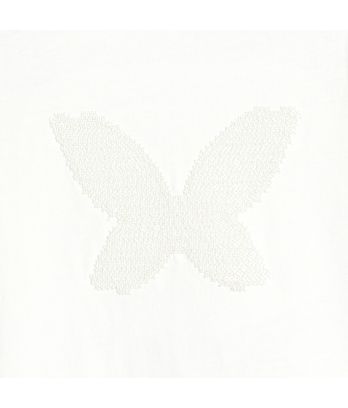 Girl's white embroidered butterfly motif T-shirt