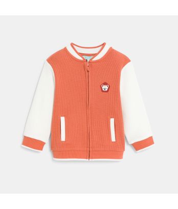 Baby boy's terracott zip-up baseball jacket