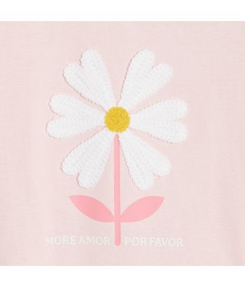 Girl's pastel pink flower motif T-shirt