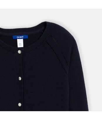 Girl's black fine-knit cardigan