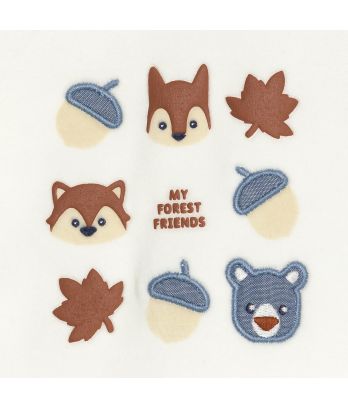 Baby boy's white forest animals velvet sleepsuit