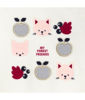 Baby girl's white forest animals velvet sleepsuit