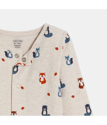 Baby boy's grey forest animal fleece sleepsuit