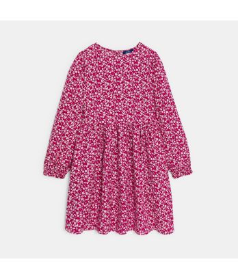 Girl's saffron floral flared dress