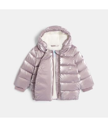 Baby girl's grey sparkly down jacket with lining