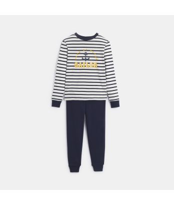 Boy's 2-piece striped jersey sailor pyjamas