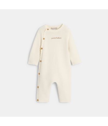 Baby girl's white knitted long sleepsuit