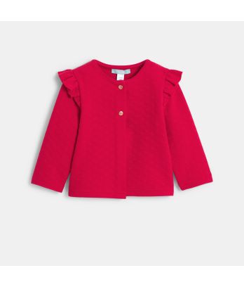 Baby girl's textured red heart cotton cardigan
