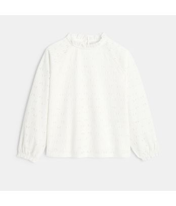 Girl's white lace effect blouse