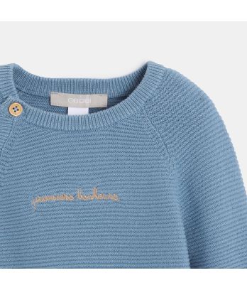Baby boy's blue knitted long-sleeved sleepsuit