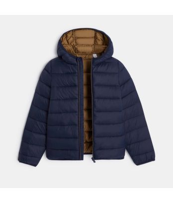 Boy's navy hooded down jacket
