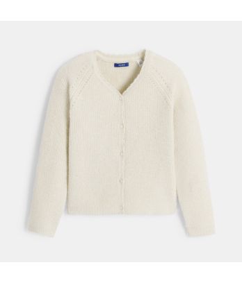 Girl's ecru sequin cardigan