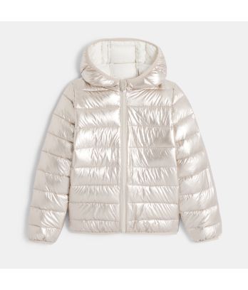 Girl's sparkly hooded down jacket