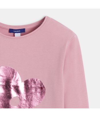 Girl's sparkly vintage pink T-shirt with motif