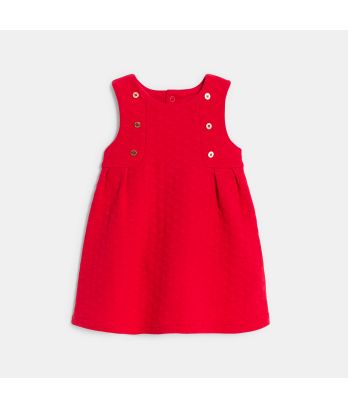 Baby girl's textured red heart pinafore dress