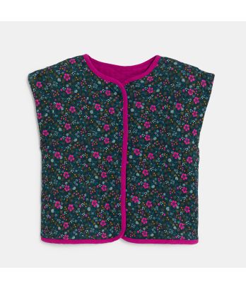 Girl's reversible pink sleeveless jacket