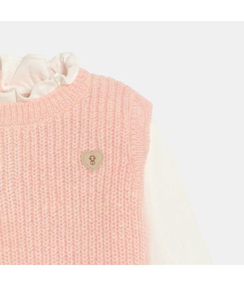 Baby girl's pink knitted 2 in 1 jumper