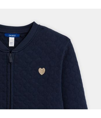 Girl's navy quilted baseball jacket