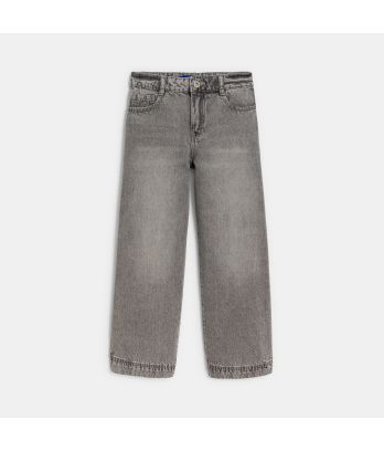 Girl's faded grey wide-legged jeans