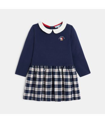 Baby girl 2-in-1 blue fleece dress