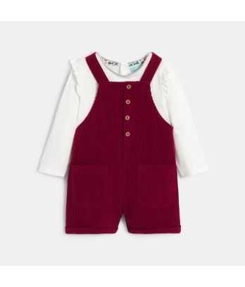 Baby girl's pink corduroy short dungarees