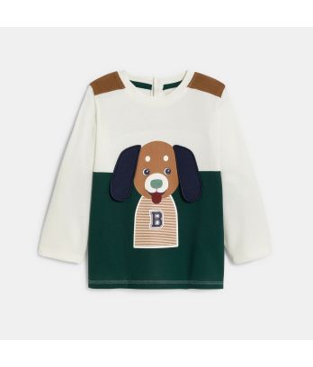 Baby boy's green animal colourblock T-shirt
