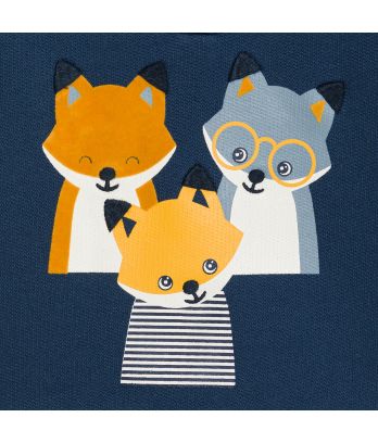 Baby boy's blue fox sweatshirt with press-stud neckline