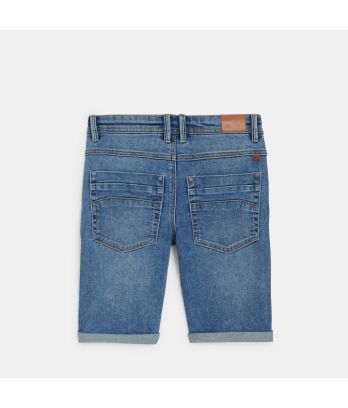 Hyper-stretch denim slim fit bermuda shorts