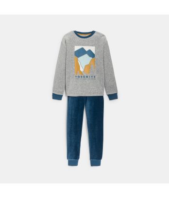 Boy's grey 2-piece velvet pyjamas