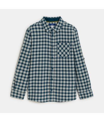 Boy's green checked shirt