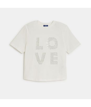 Girl's white LOVE slogan T-shirt