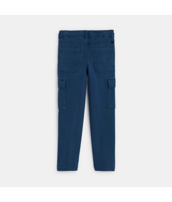 Boy's blue canvas cargo trousers