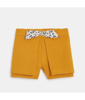 Baby girl's warm yellow panelled shorts