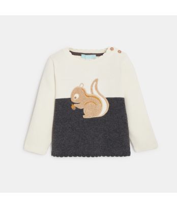 Baby girl's white squirrel knitted jumper