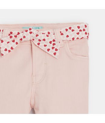 Baby girl's pink stretch cotton trousers