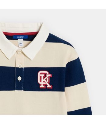 Boy's navy blue striped rugby T-shirt