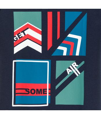 Boy's blue graphic motif T-shirt