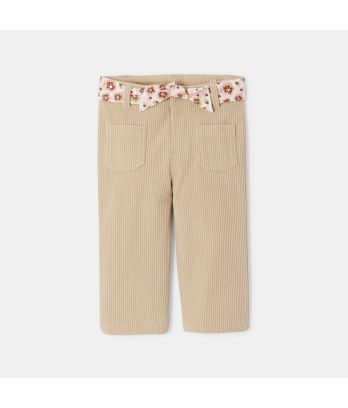 Baby girl's beige wide-legged corduroy trousers
