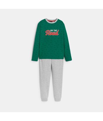 Boy's green 2-piece jersey pyjamas