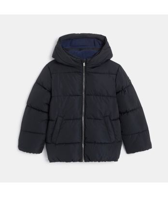 Boy's longline green hooded down jacket