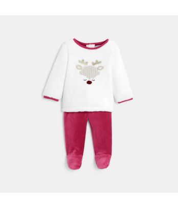 Baby girl's warm pyjamas in velours and soft fabric