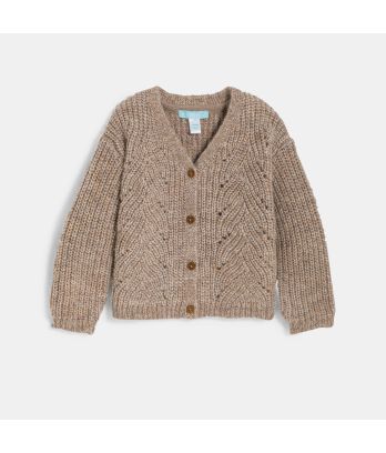 Baby girl's warm beige knitted cardigan