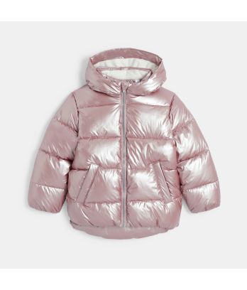 Girls' pink metallic warm down jacket