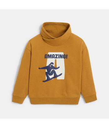 Boy's light brown slogan sweatshirt