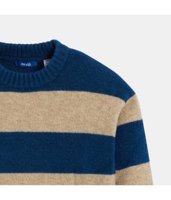 Boy's navy blue striped jumper.