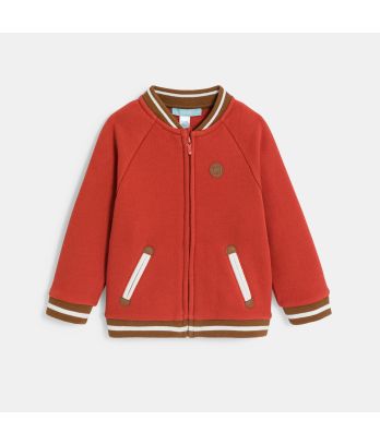 Baby boy's orange patterned zipped cardiagn